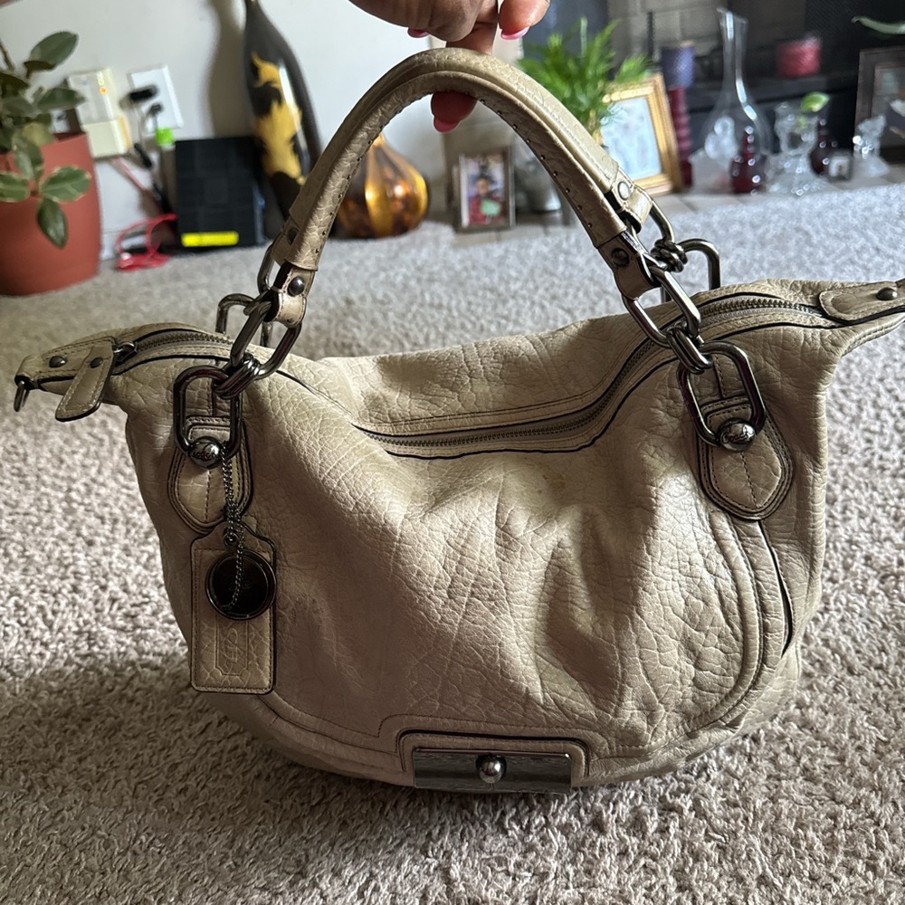 Coach Cream Hobo Bag with Leather Finish